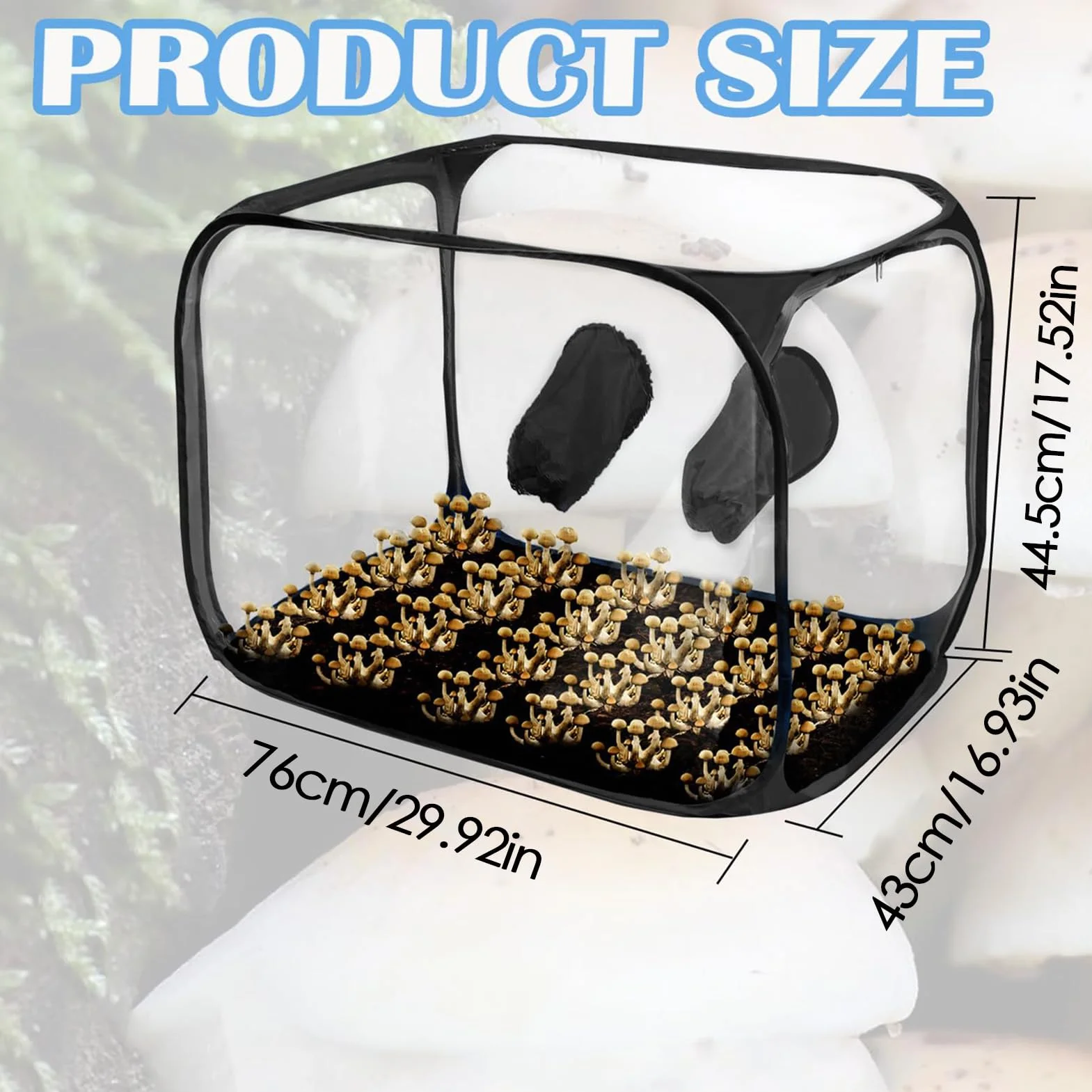 Tienda Cultivo Setas – PVC 76x43x44,5cm | Contenedor Cultivo Seta | Bolsa Cultivos Transparente | Kit Tienda Interior Jardinería DIY Cultivos Setas Hidropónico