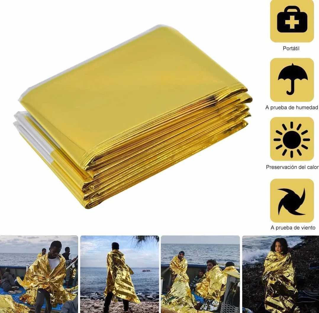 HonYao Manta Térmica Supervivencia 3 Piezas Oro Plata 210x160 cm Rescate Frío Lluvia Viento