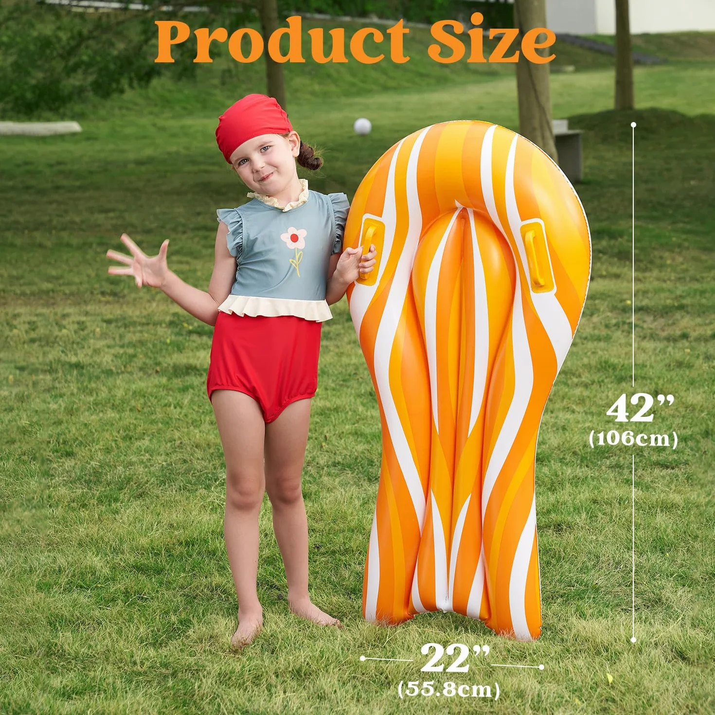 SLOOSH Paquete de 2 tablas de bodyboard inflables para toboganes de agua, surf flotantes piscina juguete acuático verano niños bebés Rojo Naranja