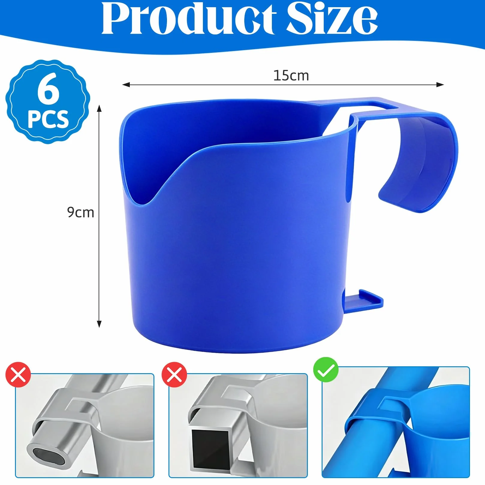 Juego de 6 portavasos para Piscina, de plástico, para Bebidas y Cerveza, Accesorios multifuncionales para Piscinas, Ideales para Bebidas y teléfonos móviles