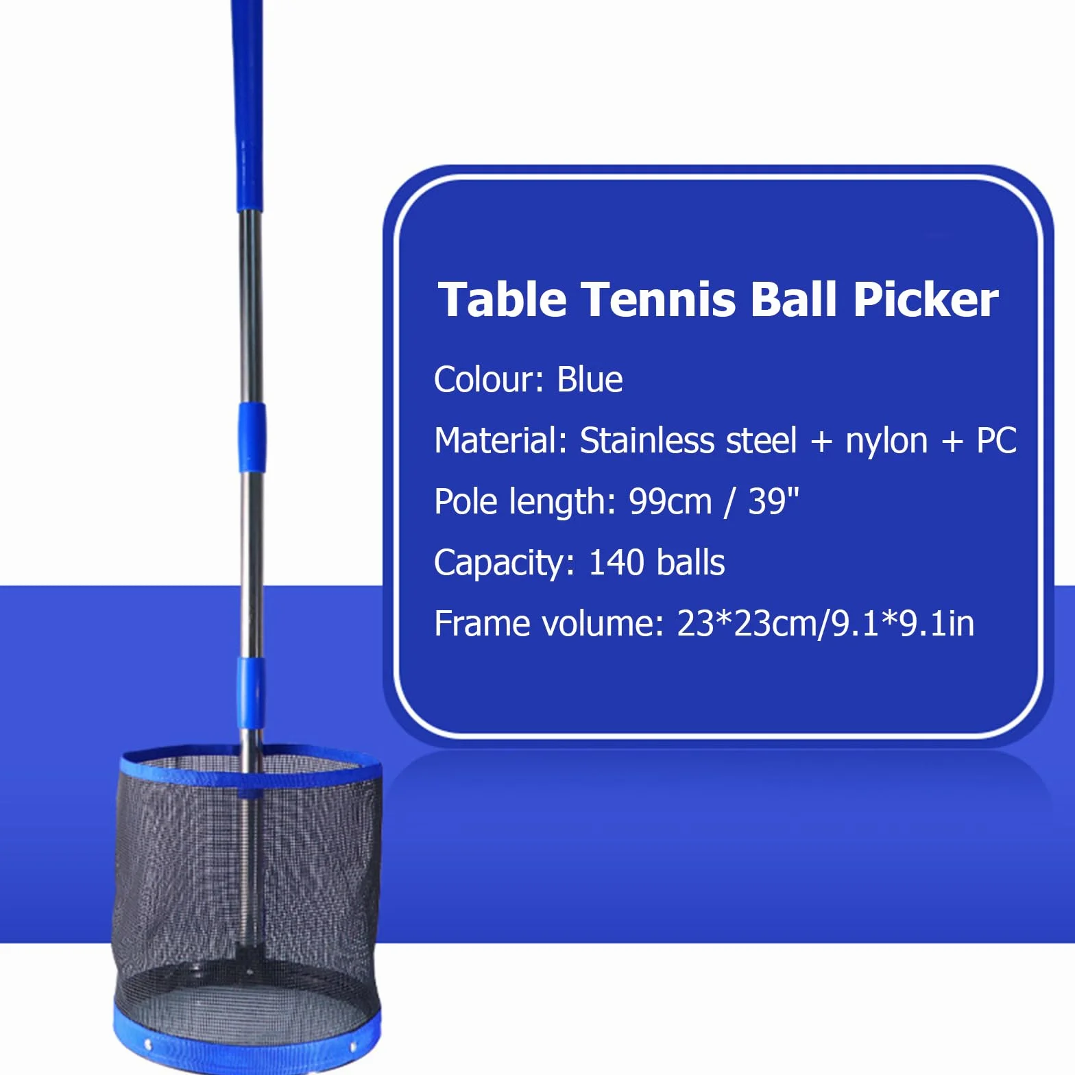 Recolector de Pelotas de Ping Pong Acero Inoxidable Almacenamiento 100 Pelotas