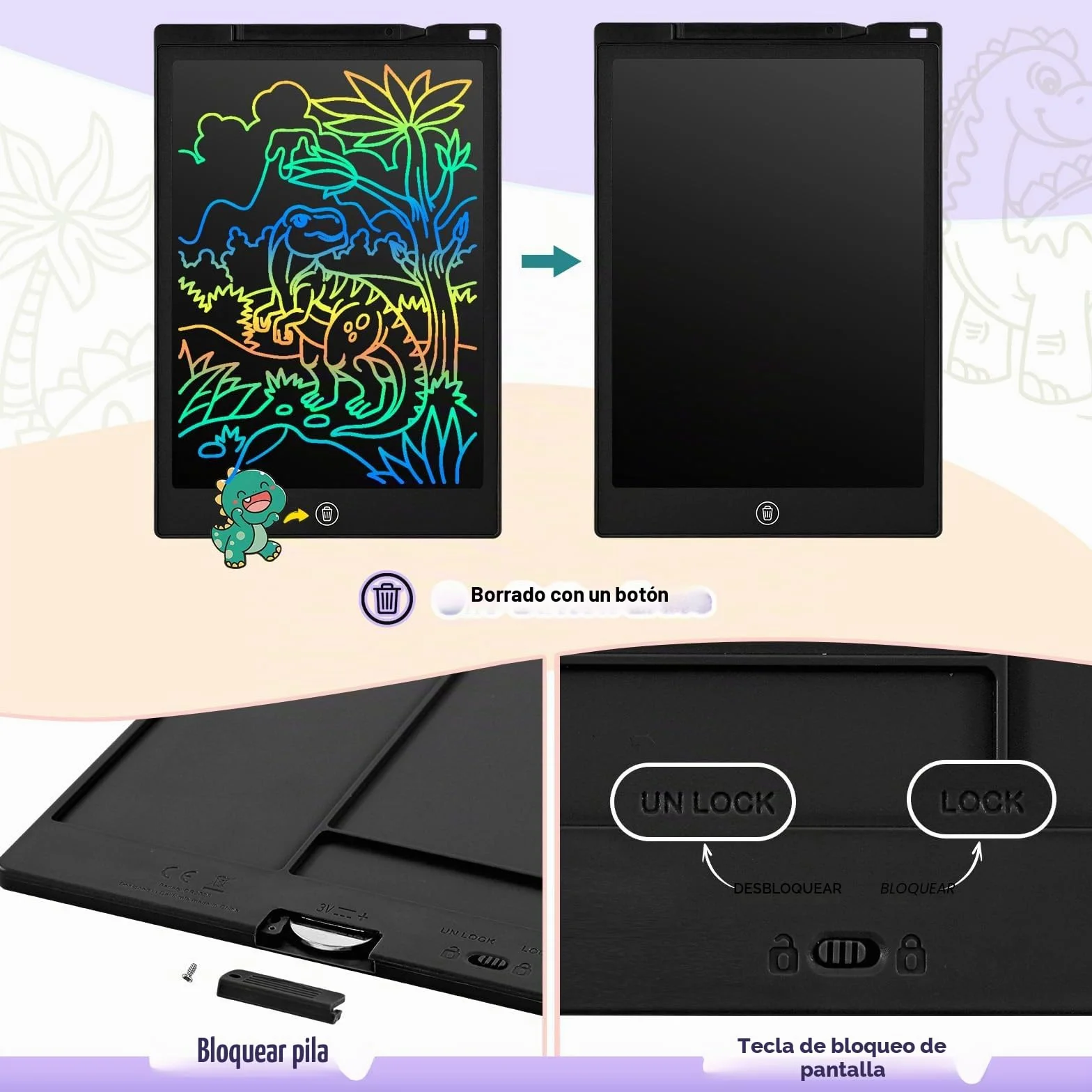Tableta Escritura LCD Color 12'' Pizarra Magnética Infantil Cuaderno Digital Dibujo Niños Juguete Educativo Regalo