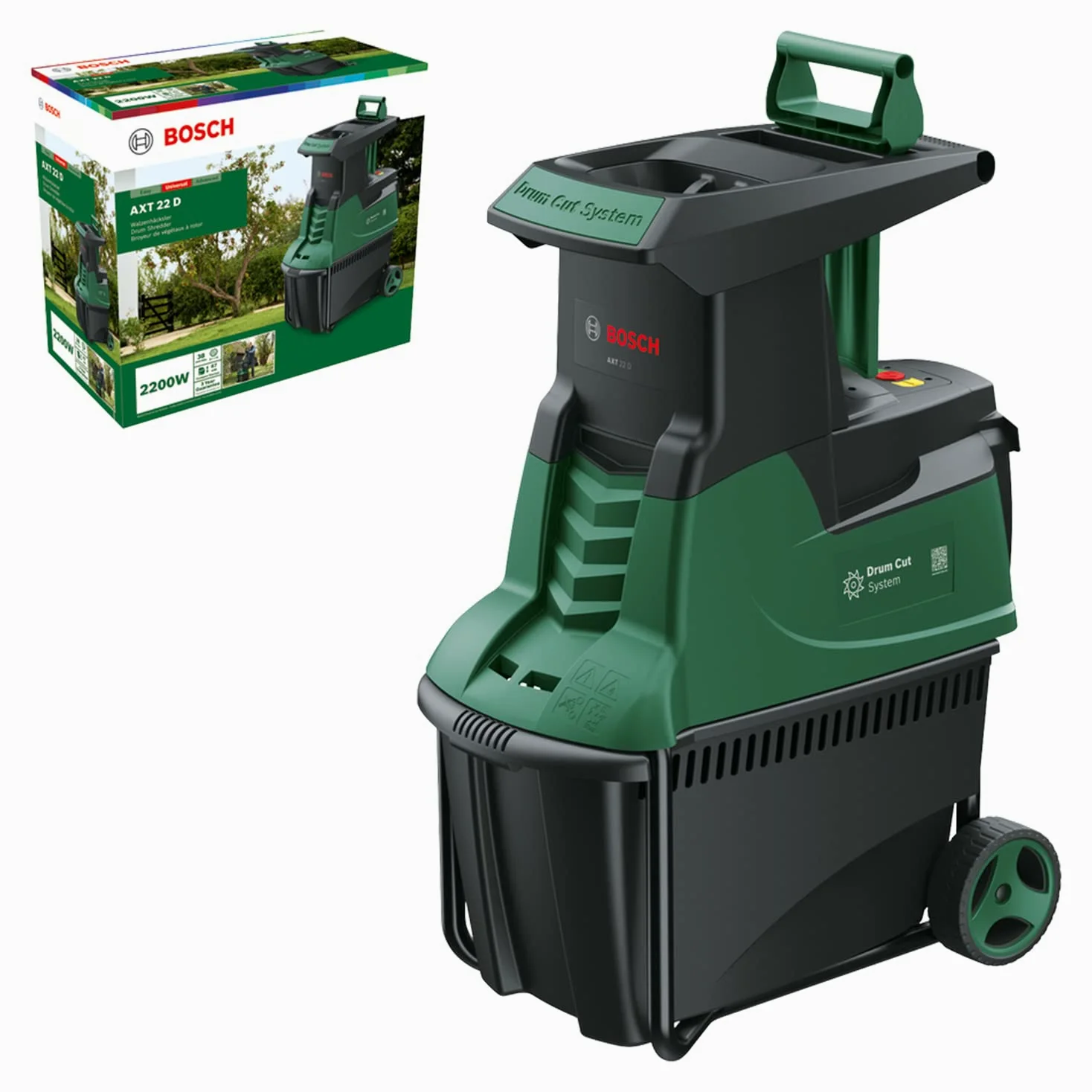 Bosch desmenuzadora silenciosa de jardín AXT 22 D | 2200 W; apta para madera, setos y zarzas; caja de recogida integrada de 53 L