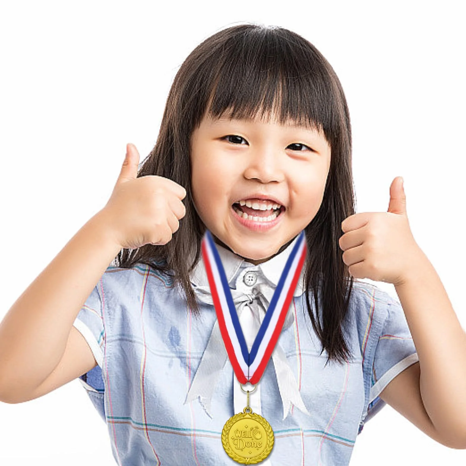 Medallas de metal dorado con collar de cinta para premios deportivos
