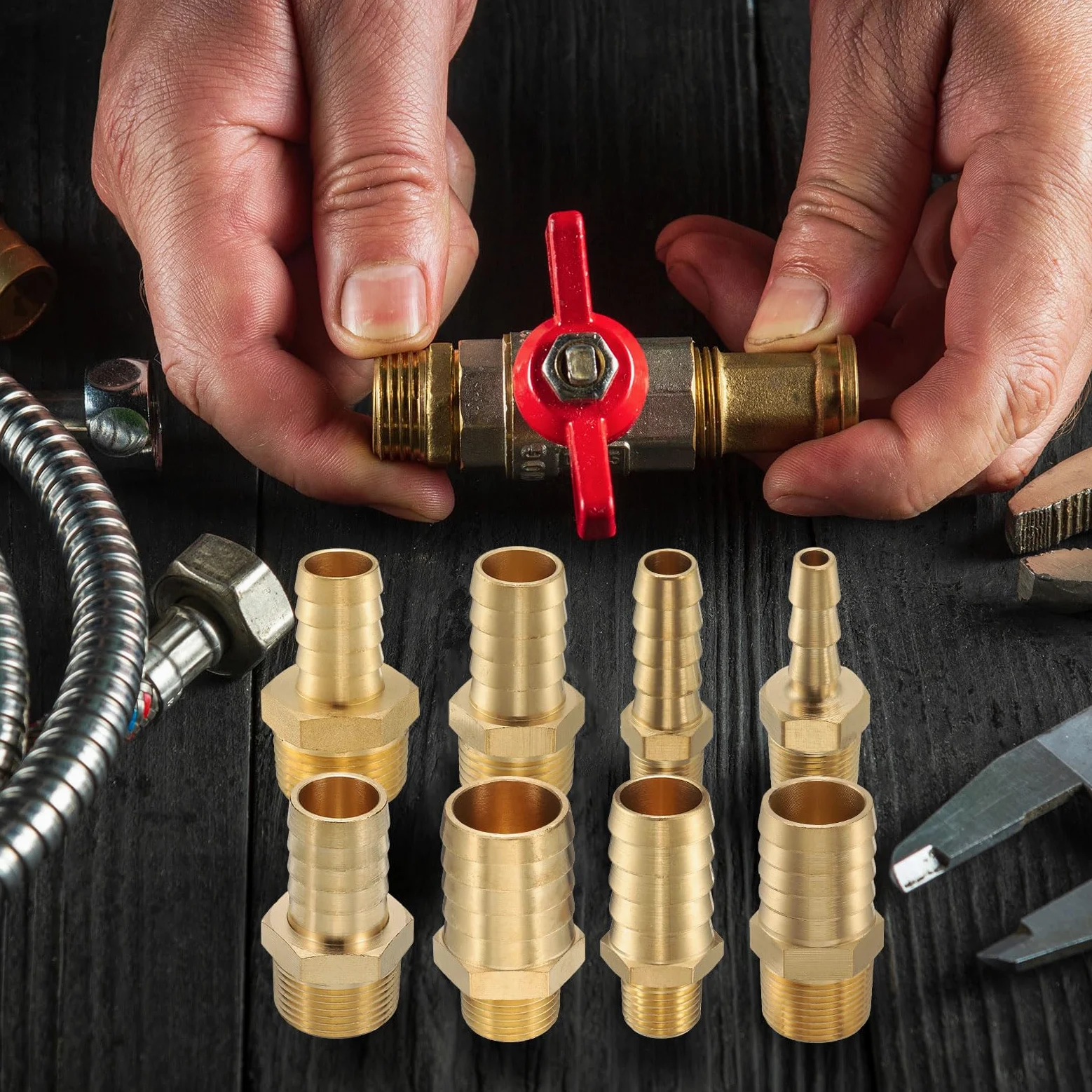 QUARKZMAN 8 Piezas De Accesorio De Latón con Púas 3/4" NPT Macho A 3/4" Manguera ID para Conexión Directa De Tubería De Elaboración Casera Conector De Torre Roscado Construcción Duradera