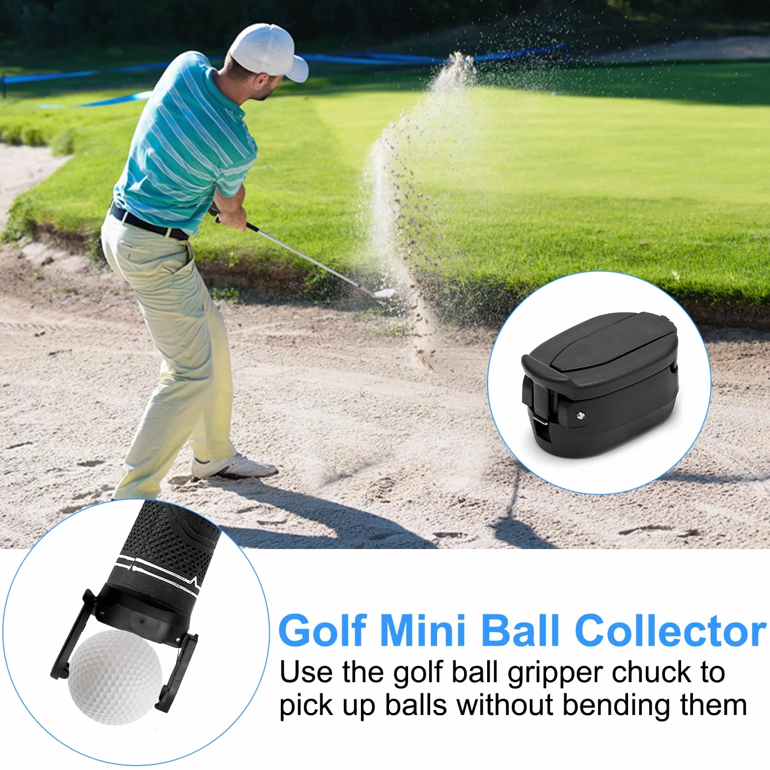 HENGBIRD Recogepelotas de Golf 4 Piezas, Herramienta Recogepelotas Plegable Negro para Putter con 12 Tornillos