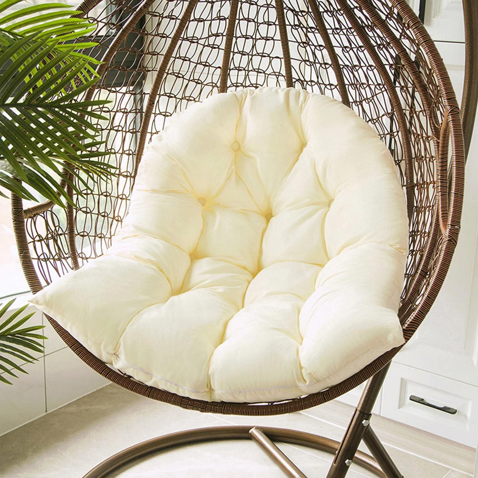 Cojín de Silla de Cesta Colgante Grueso, Lavable, Repuesto de cojín para Silla de Huevo, cojín de Silla de Huevo Colgante, , Grueso, cómodo cojín para Asiento para Interior y Exterior,