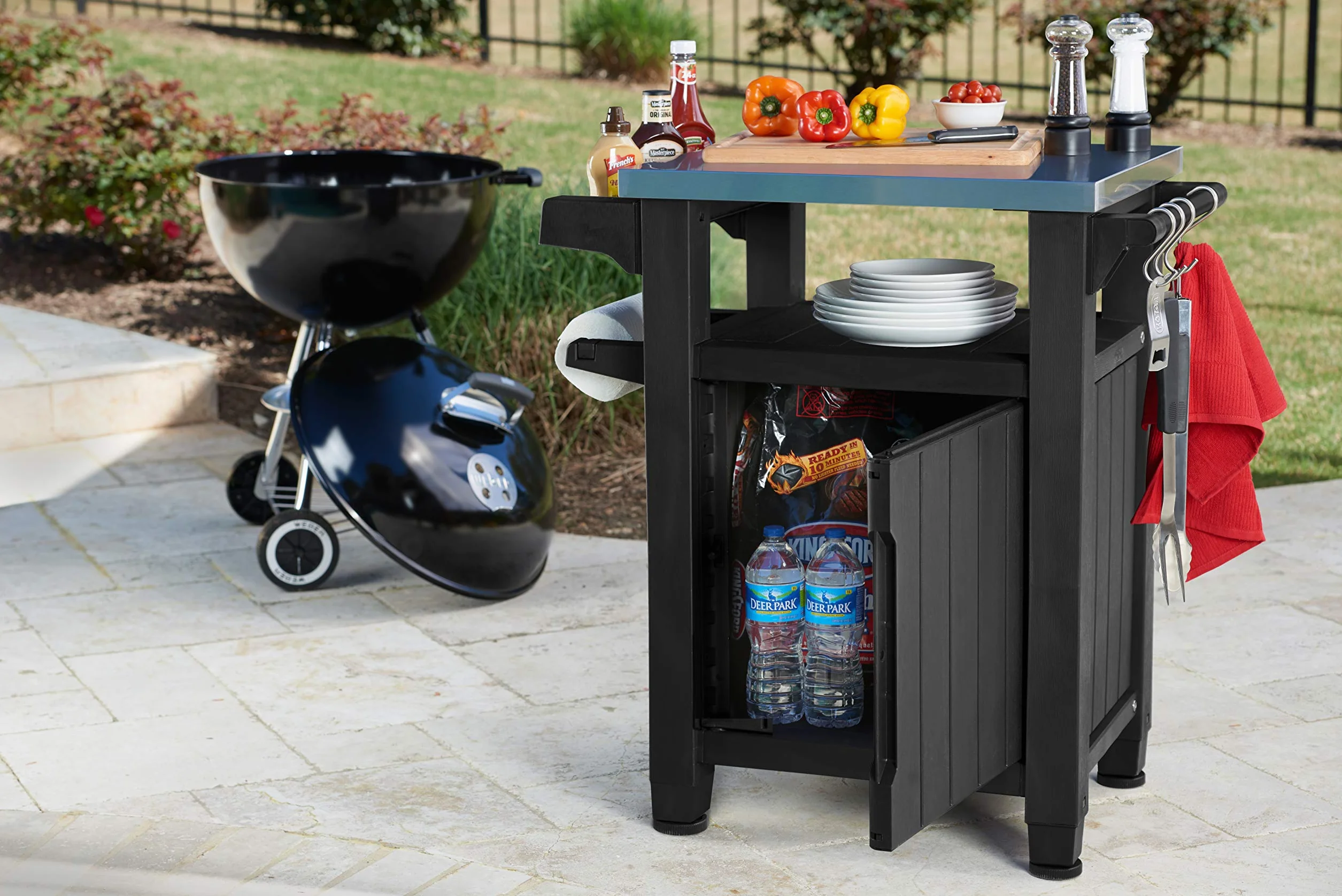Keter - Almacenamiento de Cocina al Aire Libre, portátil, 70 x 54 x 90 cm, Color Gris