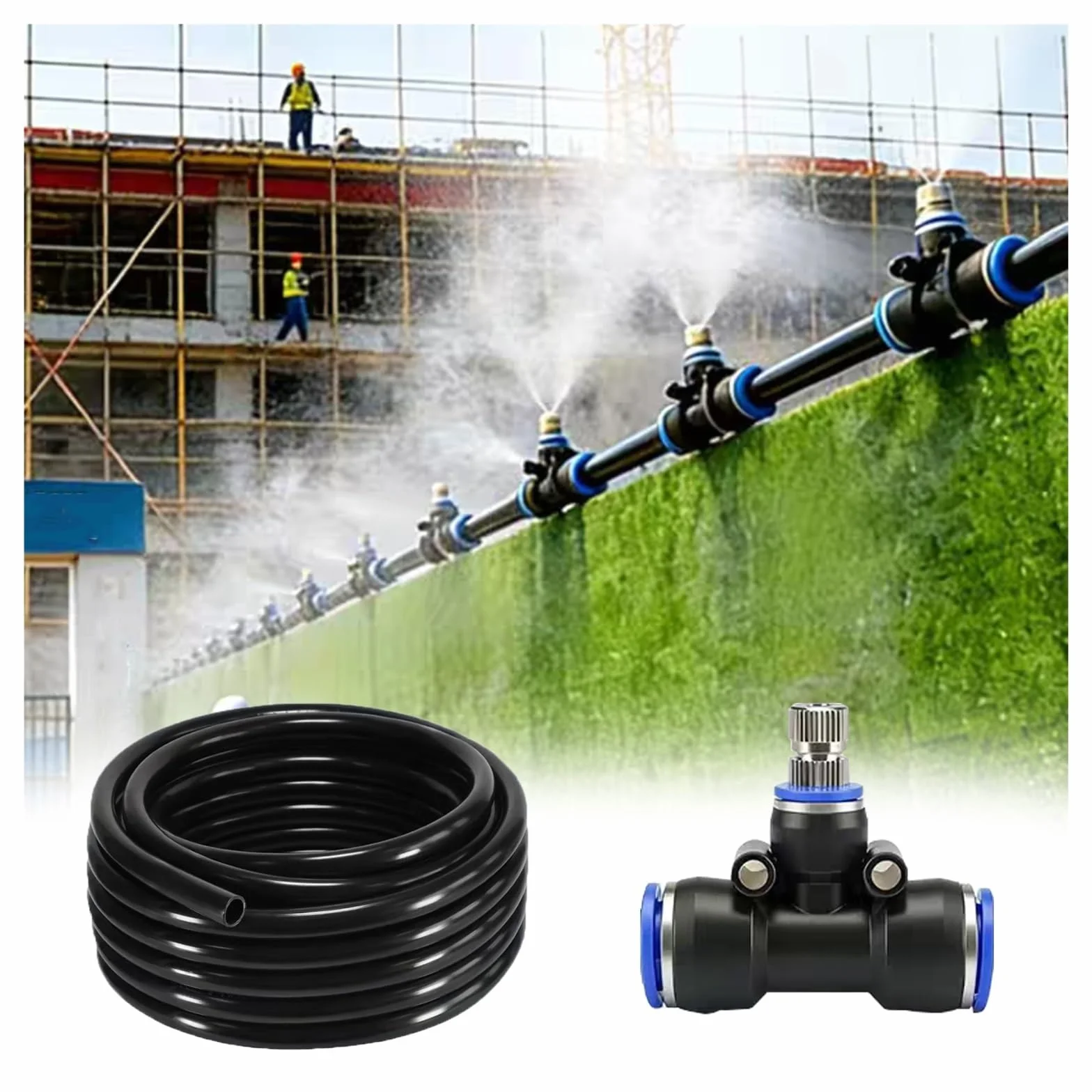 Sistema de niebla control latón PE | Sistema de niebla de control de construcción negro de 10-100 m for taller de almacén(20m/65.6ft)