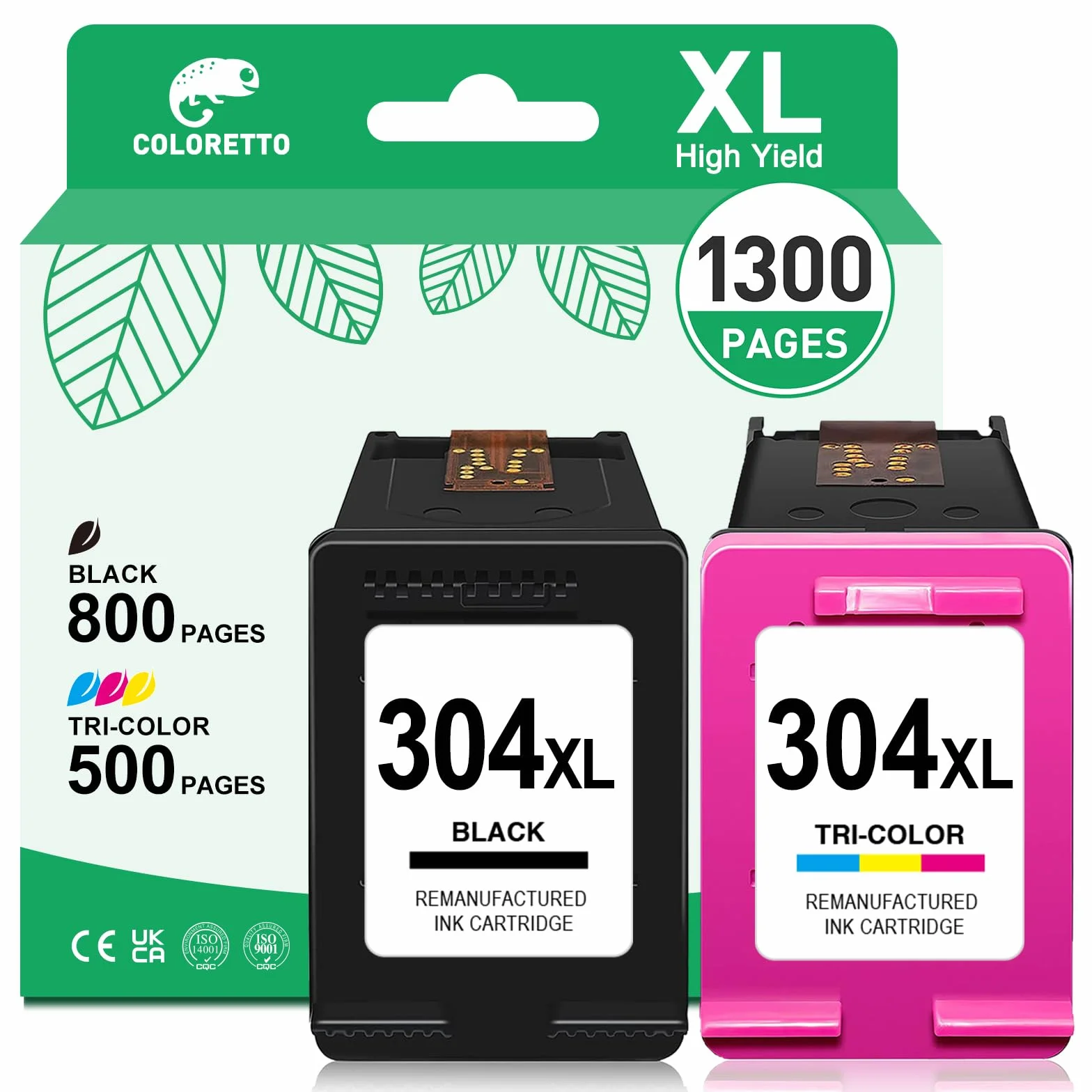 COLORETTO 304XL Cartuchos de Tinta para HP DeskJet 3760 3720 2630 3700 Envy 5030 5010 5020 Negro y Color