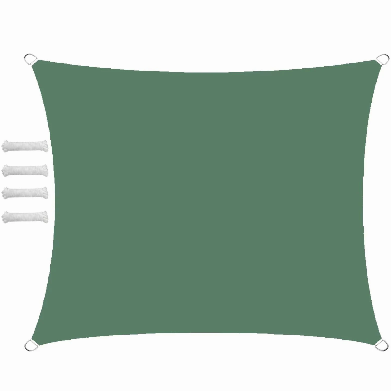 Toldo impermeable rectangular de 3 x 6 m, para balcón, protección solar, 95 % de protección UV, protección contra el viento, para balcón, jardín, con ojales y cuerdas de fijación, color verde oscuro